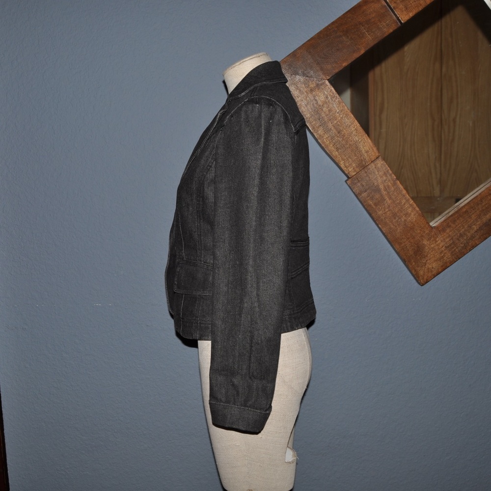'FINAL' ANN TAYLOR Denim Velvet-Trim Blazer Jacket - Picture 2 of 8